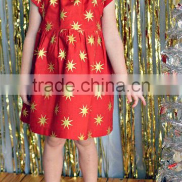 Little Girls Red Gold Stars Baby 4th of July Memorial Day Dress photo-2