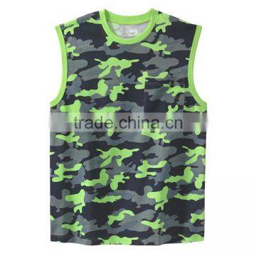 New Model Wholesale Sleeveless Camo Cheapest Ladies T Shirt With Pocket photo-3