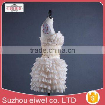 Apricot Strapless Short Mini Evening Dress photo-2