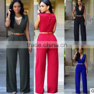 2016 Wholesale Sexy Long Seelve Print Playing Card Blak Jumpsuit For Women photo-3