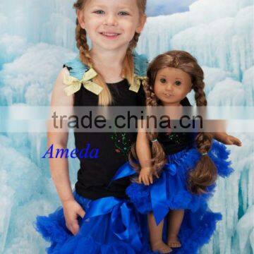 Girls and 18" Doll Princess Royal Blue Pettiskirt Anna Party Dress Outfit