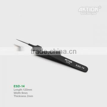 Black Patten Anti-static ESD Stainless Steel Tweezer ESD-14 photo-2