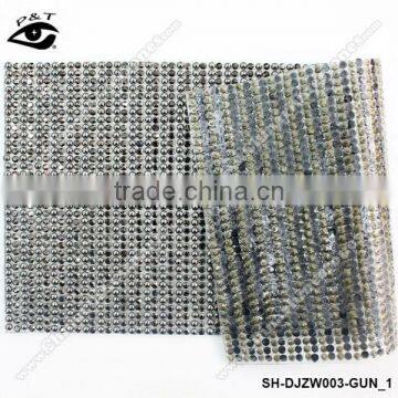 New design Hotfix rhinestone with pearl mesh iron on transfer hotfix rhinestone mesh pearl mesh for dress