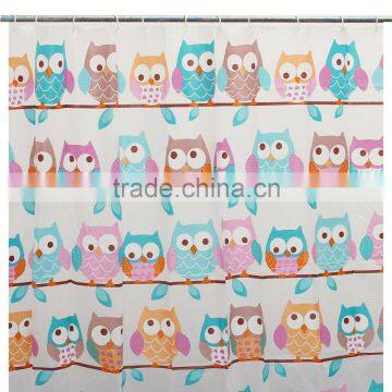 Cute Owl Shower Curtains PEVA 7171" Bathroom Products Waterproof Polyester Shower Bath Curtain With 12 Hooks photo-2