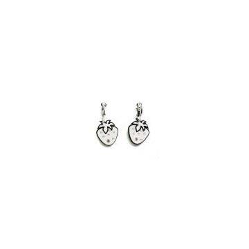Chic Earrings Strawberry Charm Crystal Silver Beads