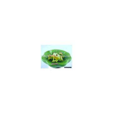 polyresin frog,resin frog with water lily