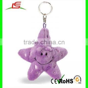 Factory customized hot selling lovely plush star shaped keychain