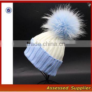 Custom fashion real raccoon fur pom pom hat beanie cap for wholesale free samples-T69-ZT