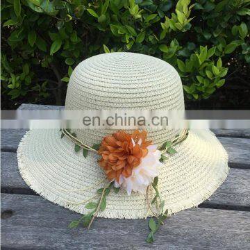 Flower Rough Selvedge Large Eaves Straw Hat Sunshade Beach Hat