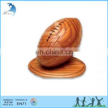 Adult/Kids/Children High Grade/Best selling Natural Handmade Wooden Rugby Chinese Puzzle Game Ball Toy