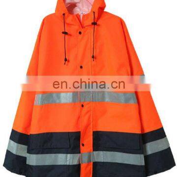 High visibility fluorescent raincoat