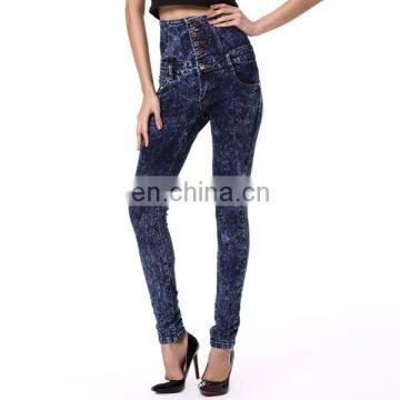 Newest design high waist denim jeans lady hot sale girl skinny pant