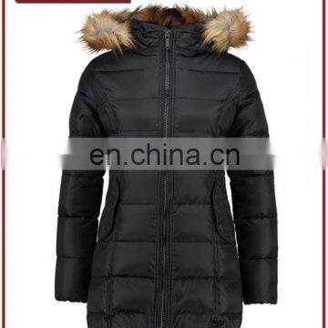 Factory OEM European 100% Polyester Long Womens Down Coat