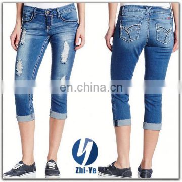 new fashion design womens denim capris