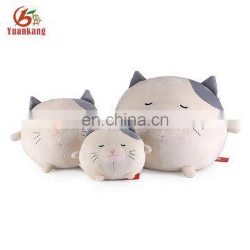 Cute fat stuffed animal small round beige embroidery plush cat toy with tag