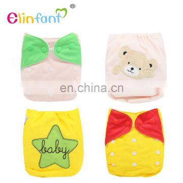 Elinfant 2017 New fashion design embroidery cloth pocket diaper washable Splicing color baby cloth diaper nappy