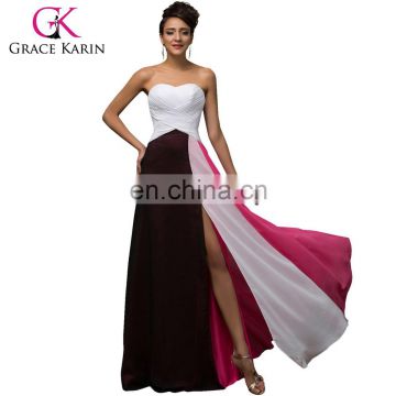 2016 Grace Karin New Arrival Strapless High Split Pin up Chiffon Long Evening Dresses CL007567-1