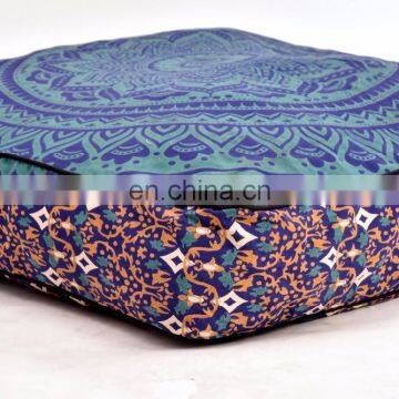 Latest Ombre Mandala Design Cushion Cover Pets Pillow Cover Indian 100% Cotton Square Ottoman Poufs Floor Pillow Case