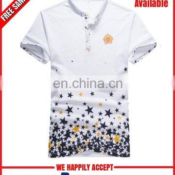 Customised pattern printed white polo tshirt