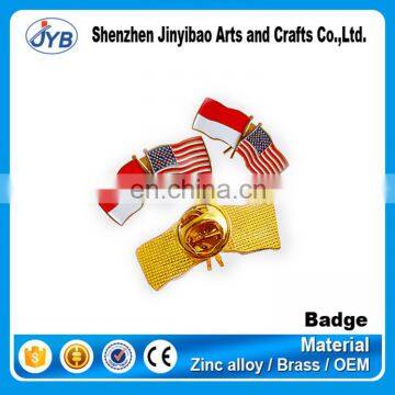 high quality metal double sided badge country flag pin