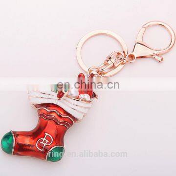 New Christmas Gold Crystal Double Bell Metal Keychain With Pearl photo-2