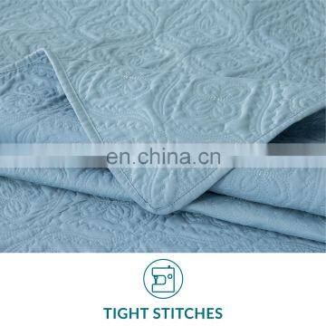 Home Bedroom Comforter 200tc 3 Pcs Woven Pillow Sham Quilt Bedspread Set photo-4