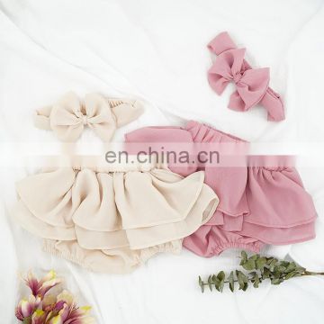 2020 new summer girls baby cake chiffon short shorts + headband four-color cute fluffy short skirt