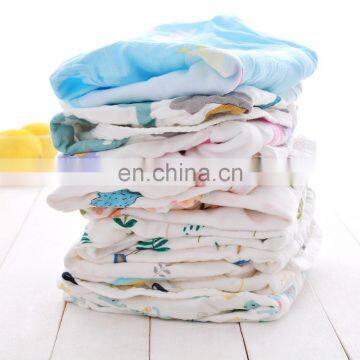 Organic Cotton Muslin Washed Gauze Print Adjustable Grid Summer Baby Swaddle Blanket