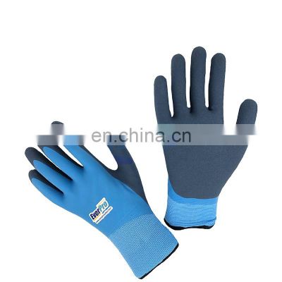 Blue Aqua Waterproof Fully Latex Coated Nylon Safety Work Gloves