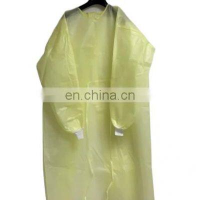 Yellow PP/PE Isolation Gown Anti-penetration AAMI PB70 Level 2