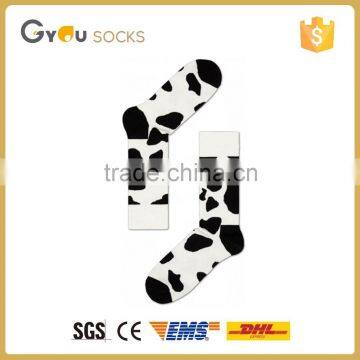 men fashion cotton OEM tube socks 2016 with Milk cow pattern