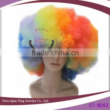 hot sale rainbow color synthetic big afro cheap party wigs