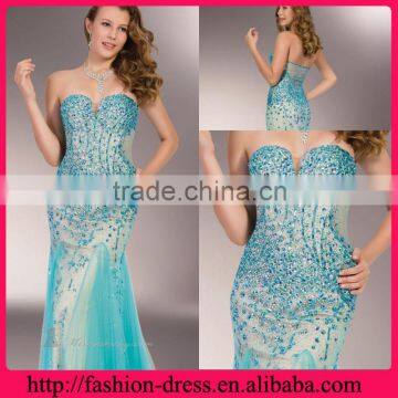 Sexy Sweetheart and Strapless Neckline Emblishmented Sparzling Beaded Shealth Colourful Tulle Hunter Green Evening Dress