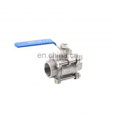 Full Diameter Internal Thread Stainless Steel 3 Three Way Ball Valve ss ball valve