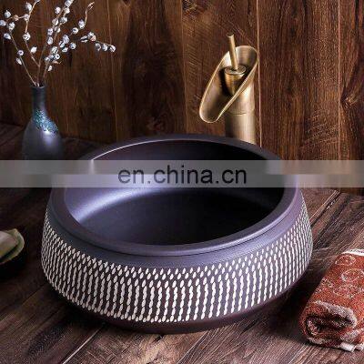 China Hand Carved Antique Ceramic Wash Basin For Bathroom photo-3