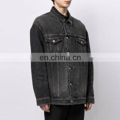 YIHAO Fashion wholesale OEM custom denim  oversized unisex black  denim jacket