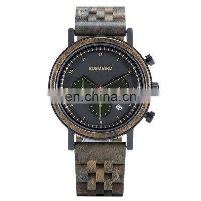 BOBO BIRD OEM Creative Natural Bamboo Wood Watches Men Fashion Multifunction Quartz Wood Watch