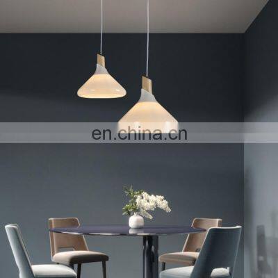 HUAYI New Design Iron Wood Glass Indoor Bedroom Living Room 60w Modern Hanging Pendant Light photo-2