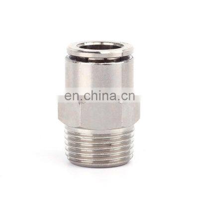 SNS JPC Series One Touch Male Straight Air Hose Tube Connector Nickel-Plated Whole Brass Pneumatic Quick Fitting