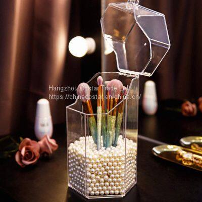 Hexagon Shaped Makeup Brush Holder Dustproof Comestic Brushes Organizer Storage photo-4