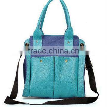 fashion canvas tote handbags with pu leather