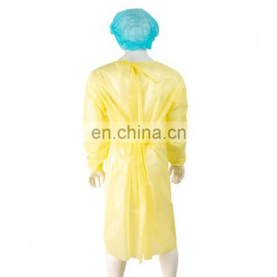 Disposable CPE Gown-Blue waterproof plastic disposable CPE apron gown with Rubber cuffs