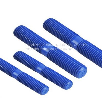 High Temperature Resistant PTFE Coated Double Ended Bolts With Double Nuts Available in Various Material