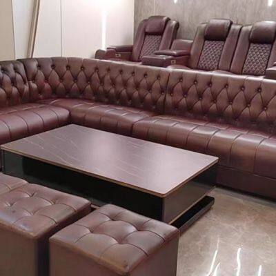 High-end villa home theater sofa movie hall luxury function leather combination electric sofa audio-visual room sofa