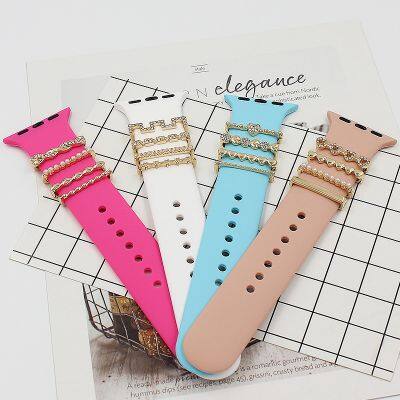 New Diamond Charms Loops for Apple Watch Bands Decorative Charms Ring for Silicone IWatch Band SE 6 7 8 49mm 45mm 46mm