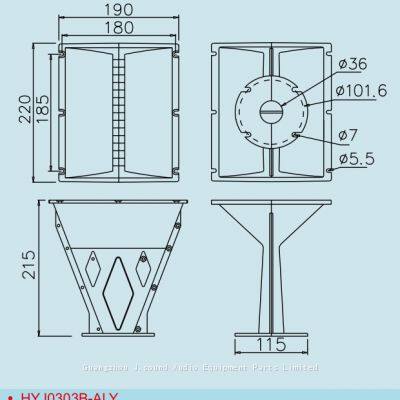 HYJ0303B-ALY Aluminum 1.4 Inch Throat Horn Speaker Accessories Line Array Waveguide Horn