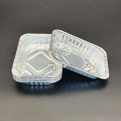 Small rectangular disposable aluminum foil container for food packaging baking and takeaway