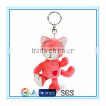 Pink Cat plush keyring