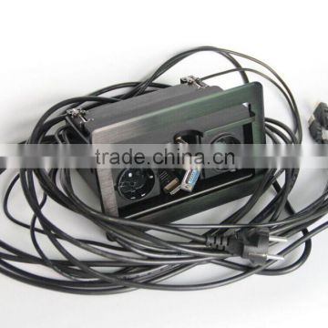 BW Audiovisual Office Furniture Wire Box For Table Top/Desk Power Outlet Box With Cables