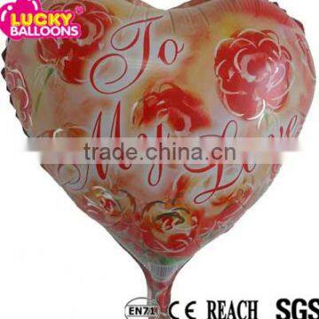 Mylar material heart shape love balloons foil for wedding decoration